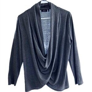 Women’s Dark Grey Drape Front Crossover Sweater Top XL Lightweight